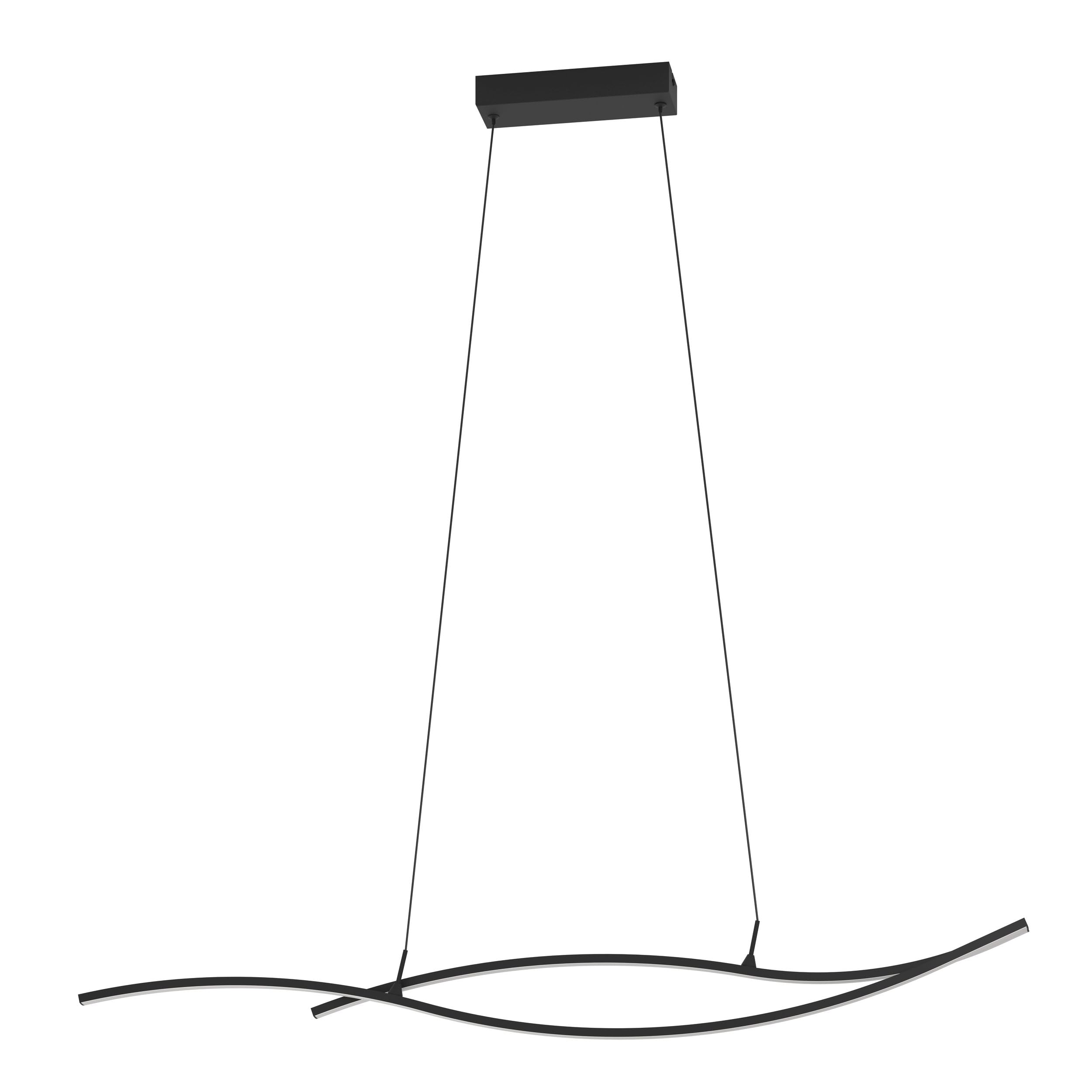 Eglo Grisolia Lampadario a LED, lampada a sospensione per tavolo da pranzo, per sala da pranzo e soggiorno, in metallo e plastica in nero, luce bianca calda, 140 cm