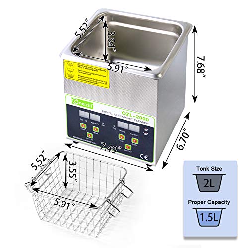 ONEZILI Ultrasonic Cleaner 2L, Professional Ultrasonic Jewelry Cleaner, Small Part Cleaners Machine with Timer Digital for Cleaning Jewelry Eyeglasses Tools Watches Dentures Circuit Board Guns Parts