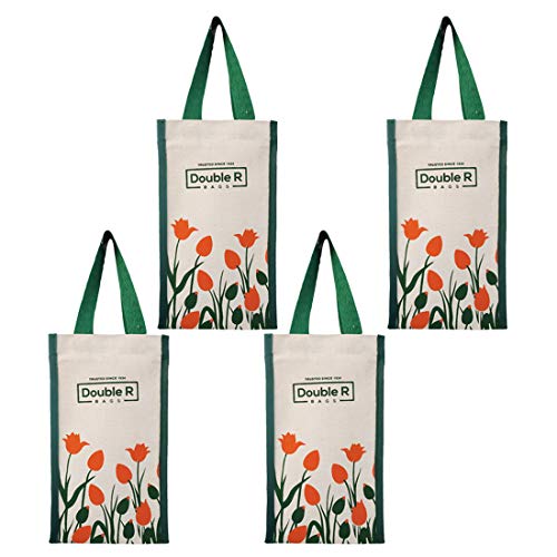 Image of Double R Bags Tote Travel Canvas Water Bottle Bag Carrier - (Off-White, 12 x 6 x 3 cm) Pack of 4