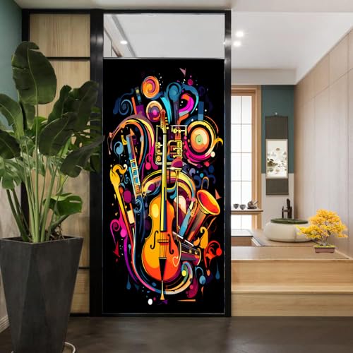 Vinilo decorativo para ventana con diseño musical 17.7x23.6 pulg miniatura 1
