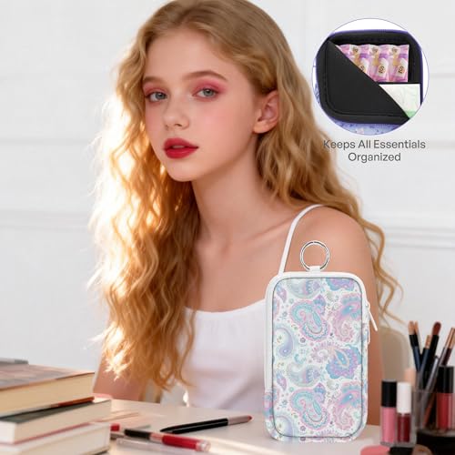 Image of KJQJLY 2 Pack Portable Tampon Organizer Bag Tampon Holder & Storage Case with Zipper for Travel, Discreet Period Bag for Purse, Waterproof Feminine Products Pouch for Women (Paisley)