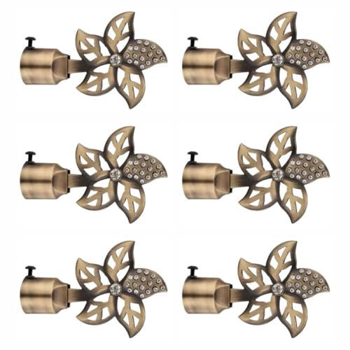 Image of FERIO Brass Finish Zinc and Diamond Curtain Finials for Door and Window Accessories 1 inch Rod Set of 1 (2 Pcs) Curtain Brackets /Holders for Home Decor