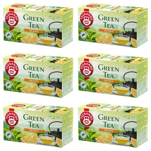 TEEKANNE - Green Tea Orange - Grüner Tee mit Orangengeschmack - 6 x 20 Teebeutel (Dekond gift)