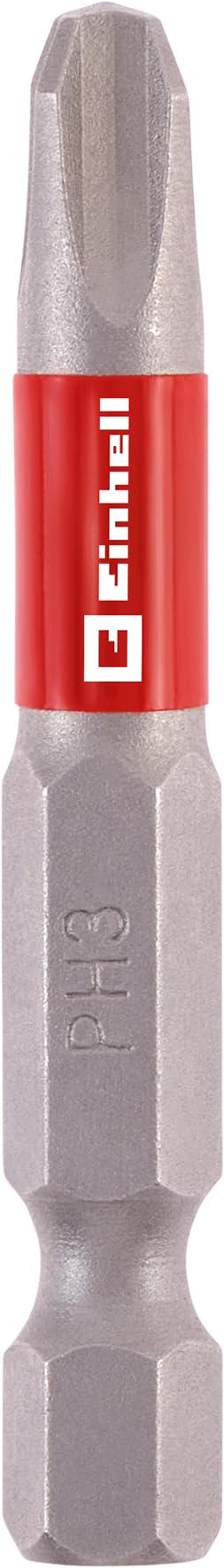 Original Einhell Standard Bits 3 Piece 50mm PH3 (Chrome Vanadium, Precision Screws, Good Control, Red Colour Ring, E 6.3 Shank)