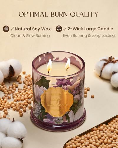M&SENSE Lilac Wild Rose Large Soy Scented Candles Gifts for Women Long Burning 360g 75H Organic Candles Gifts for Men Non Toxic Long Lasting Candle for Home Strong Scented Floral Aromatherapy Candle - Image 5
