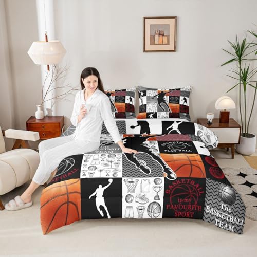 Image of Feelyou Basketball Comforter Set King Size 3 Pcs Kids Boys Girls