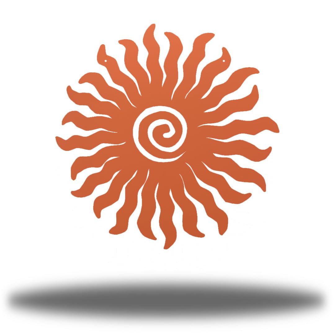 Riverside Designs Sunburst Metal Wall Art Steel Outdoor Decor - Heavy-Duty and Waterproof - Made in USA (12", Coral)