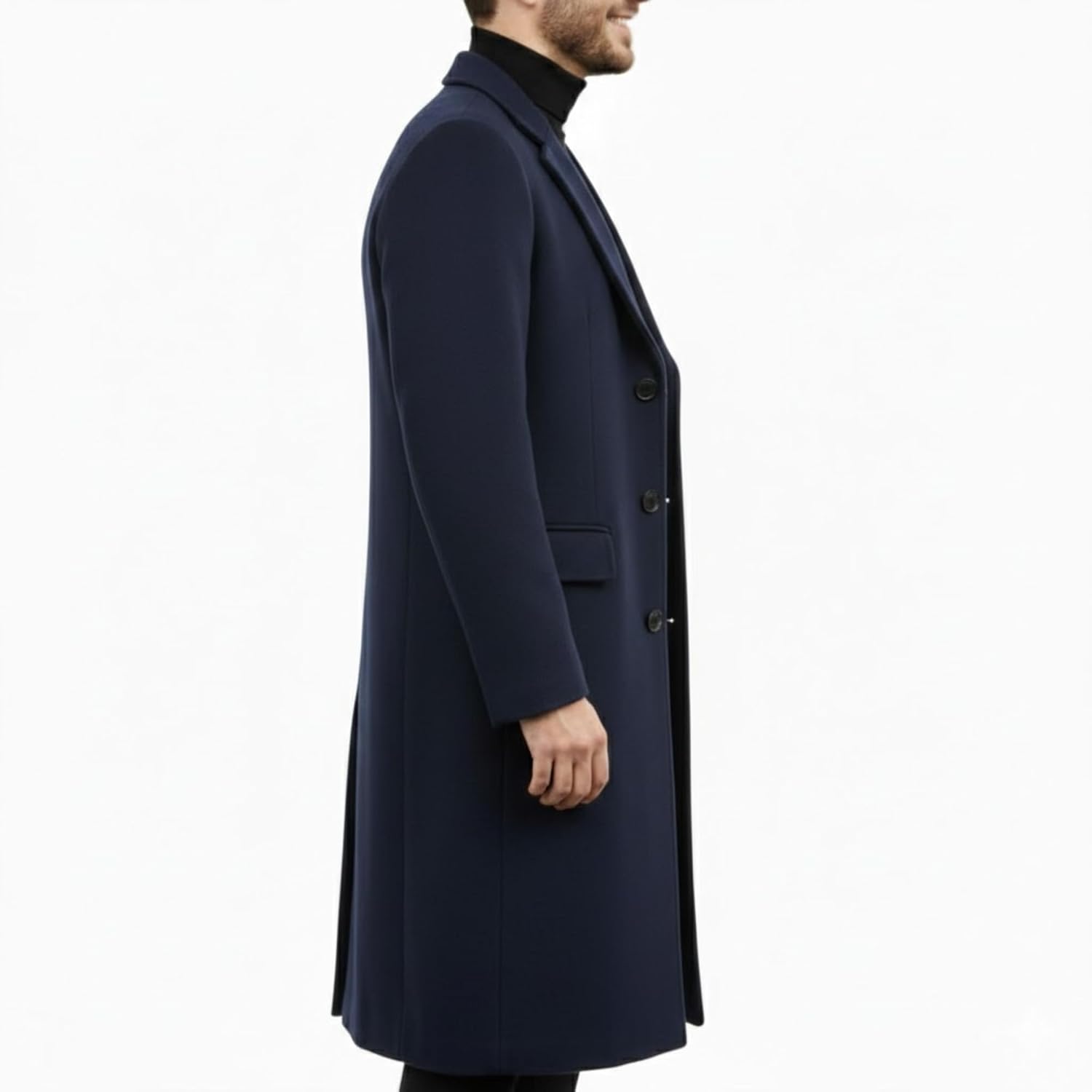 SBL SOUTH BEACH LEATHER Men's Wool Long Trench Coat Single Breasted Casual - Slim Fit Winter Warm Casual Overcoat