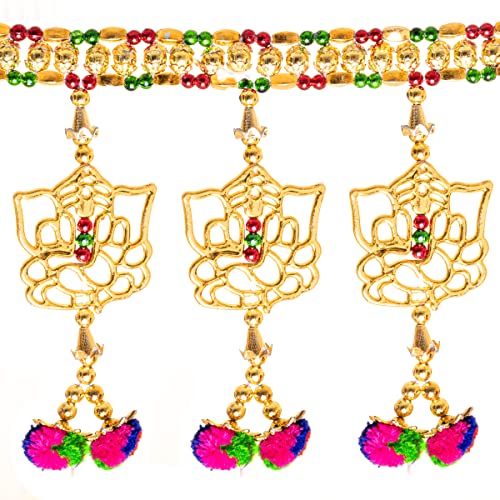 Toran Bandanwar Ganesh Pompom Diwal Door Wall Hanging Traditional Indian Home Office Temple Deepawali Festival Décor Decoration & Gifting Size- 36 inches - Image 4