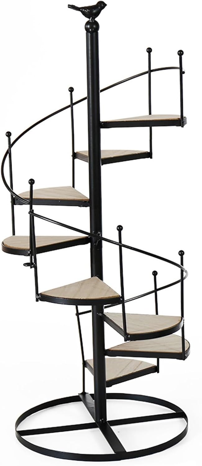 Spiral Plant Stand Stair, Multiple Rack Wrought Iron Plant Shelf, Flower Pot Holder, Planter Organizer Shelf for Garden Outdoor Home(Black)