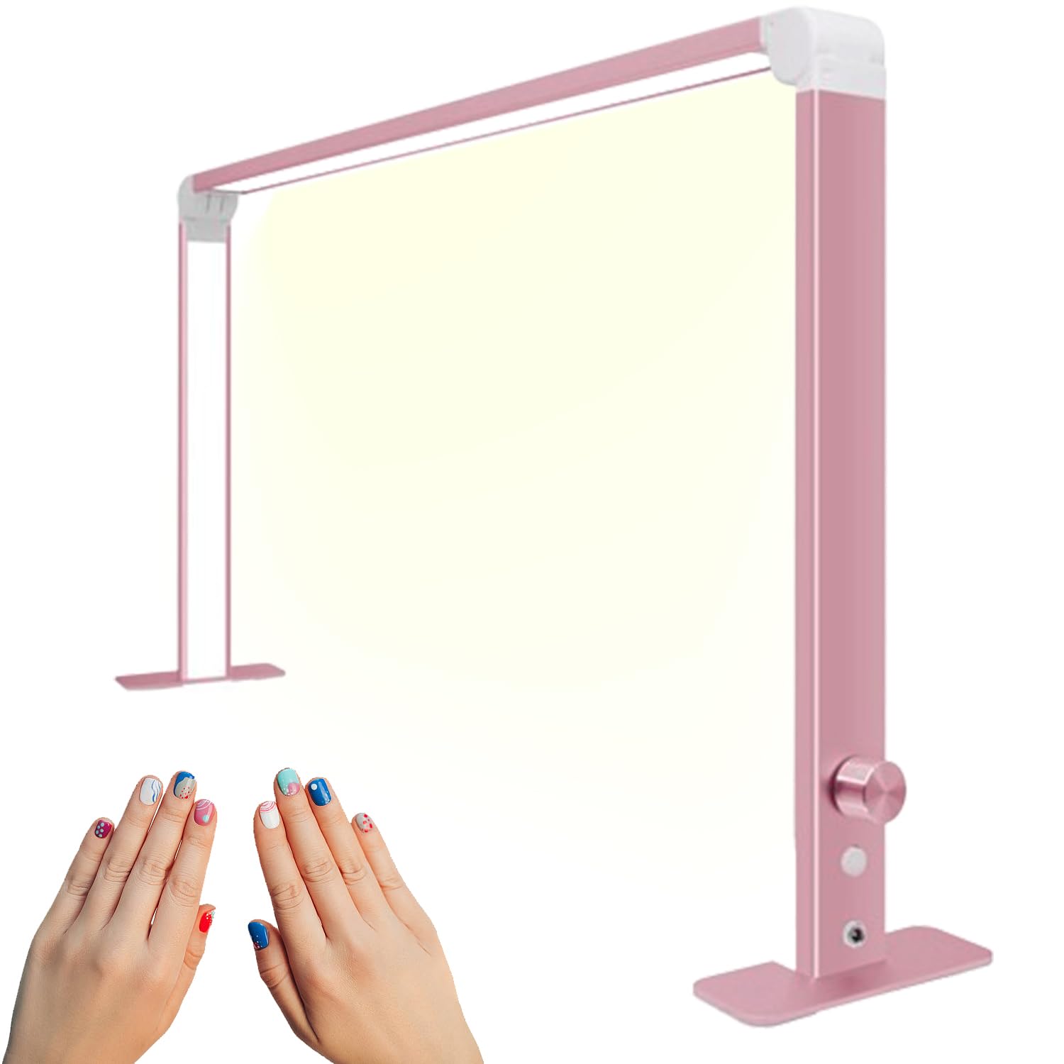 Lampada da scrivania a LED Pieghevole per Unghie, Lampada da scrivania Portatile Pieghevole per Unghie con 3 impostazioni di luminosità, luci Tecniche per Manicure con Toni,Rosa