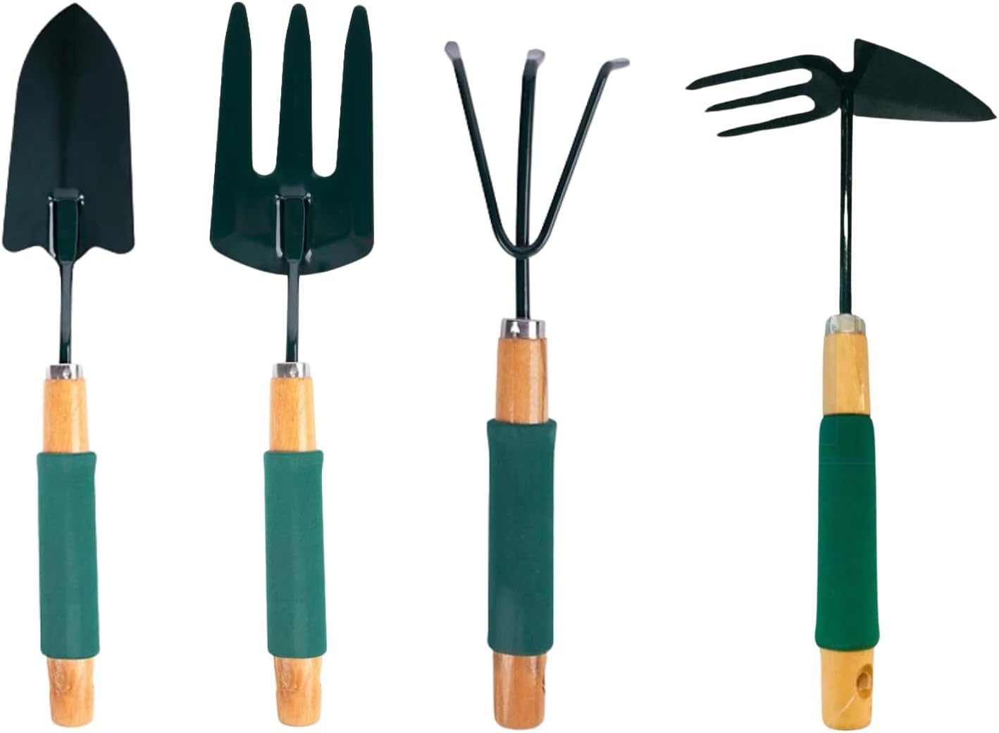 Dunnet Tools 4pc Garden Tools Set Hand Rake Hand Trowel For Gardening Garden Hand Fork Uprooting Digging Weeding Tool Set Heavy Duty Carbon Steel Mini Gardening Tools