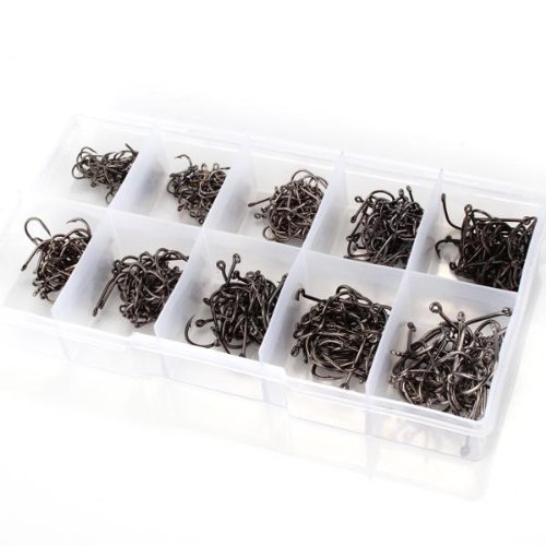 SROVFIDY Lot de 500 hame?on crochet pêche 10 taille noir pour pêcheur