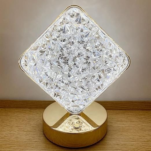 Image of Lexton Triangular Pyramid Crystal Lamp | USB LED Table Light with 3 Mood Changing Colors | Stylish Design for Gifting & Home Lighting (Pack of 1)