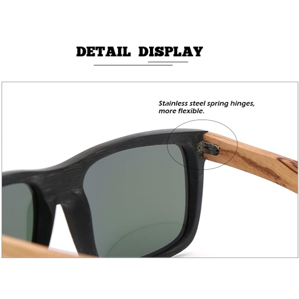 Gafas de sol con montura de bambú negro polarizadas UV400, gafas TAC de moda para hombres y mujeres que conducen al aire libre.