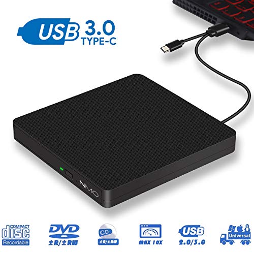 USB 3.0 & USB-C External CD DVD Drive, Portable CD/DVD+/-RW Drive/DVD Player