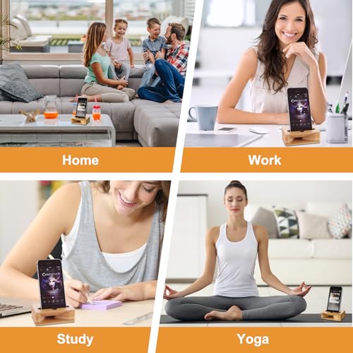 Multifunktionaler Telefonständer aus Holz mit integriertem Lautsprecher, elegantes Design, Halterung aus Holz, für Smartphone, praktische Telefonhalterung mit Lautsprecherfunktion für Haus, Büro und