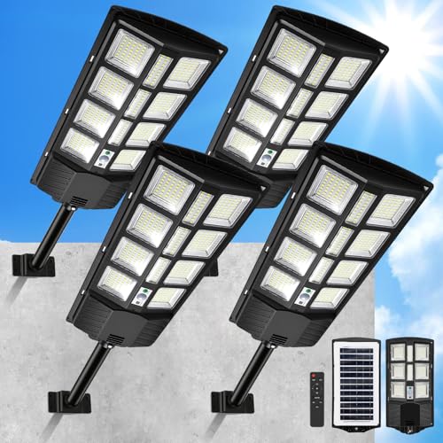 [Lampione solare super luminoso] Le lampade solari per esterni con 400 chip LED generano di notte una luce equivalente a 400 W con una temperatura di colore di 6500 K. La lampada solare dispone di 10 livelli di luminosità. Grazie ai moduli solari ad alta efficienza, il lampione raggiunge una durata di illuminazione continua di 12-16 ore dopo solo 6-8 ore di ricarica.