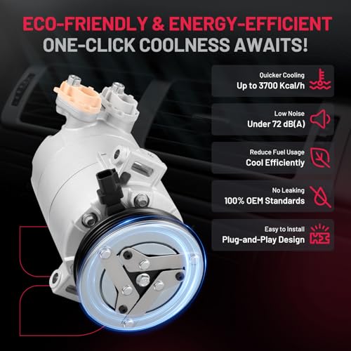BDFHYK 198360 Air Conditioning A/C Compressor with Clutch Compatible with Ford Escape L4 2.0L 2013-2016, Compatible with Lincoln MKC L4 2.0L 2015-2016, MKC L4 2.3L 2015-2016