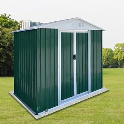 Ball & Cast 6x4FT Outdoor Storage Shed with Punched Vents,Heavy Duty Metal Sheds with Lockable Doors,Waterproof Tool Sheds for Garden,Backyard,Lawn,Easy to Assemble,Green