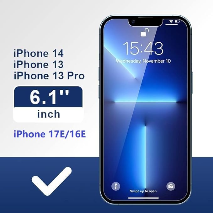 Image of IQShield My-View Privacy Screen Protector Tempered Glass Guard for iPhone 14 / 16E / 17E and iPhone 13 /13 Pro, 9H Hardness, 2-Way Anti-Spy, Case Friendly [1 Pack]