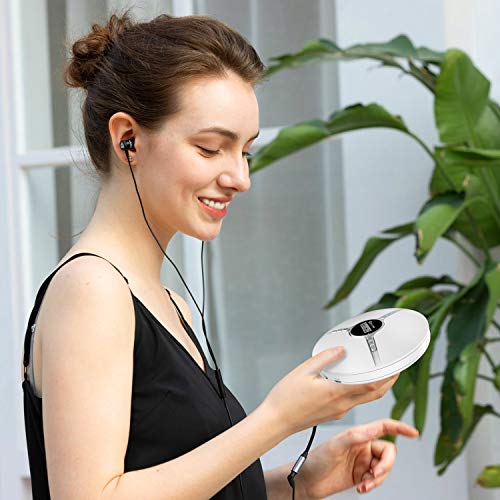 Image of KLIM Discman Portable CD Player with Headphones, Built-in Battery - New Version - CD Players for Home, Car - Compatible w /SD Card, CDR, CDRW, MP3, WMA - 5 EQ Effects - White
