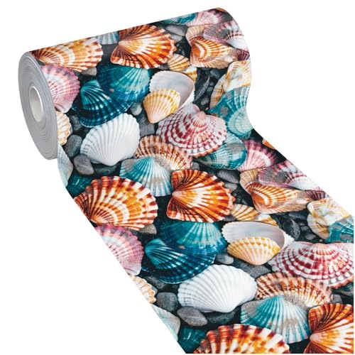 emmevi Alfombra de cocina de PVC suave, antimanchas, antideslizante, flexible, 51 x 140 cm, conchas