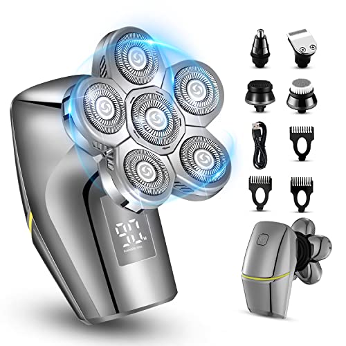 Upgrade Head Shavers for Bald Men - Cordless Electric Razors for Men- 5 in1 Bald Head Shaver - Rechargeable Electric Shavers for Men with LED Display- Multifunctional Razors for Men Grooming Kit