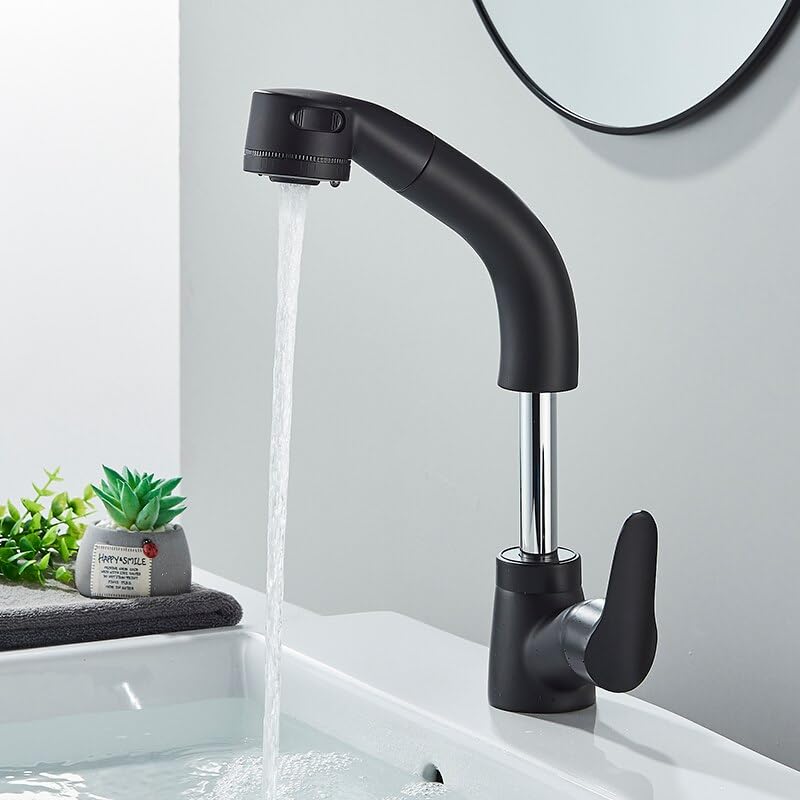 Robinet de lavabo extensible avec douchette double mode pratique