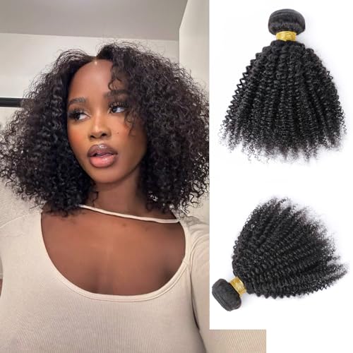 Afro Kinky Cheveux Bouclés 4B 4C 1 Bundle 100% Non Transformé Vierge Afro Bouclés Extension De Cheveux Humains Double Trame Tissage De Cheveux Naturel...