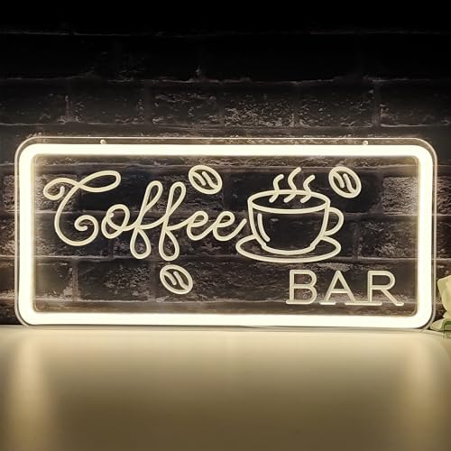 Agdiph Coffee Neon Sign for LED Light for Cafe Neon Decoration,coffee bar neon sign suitable for living room, bar counter, cafe, store, party, birthday gift and more., White