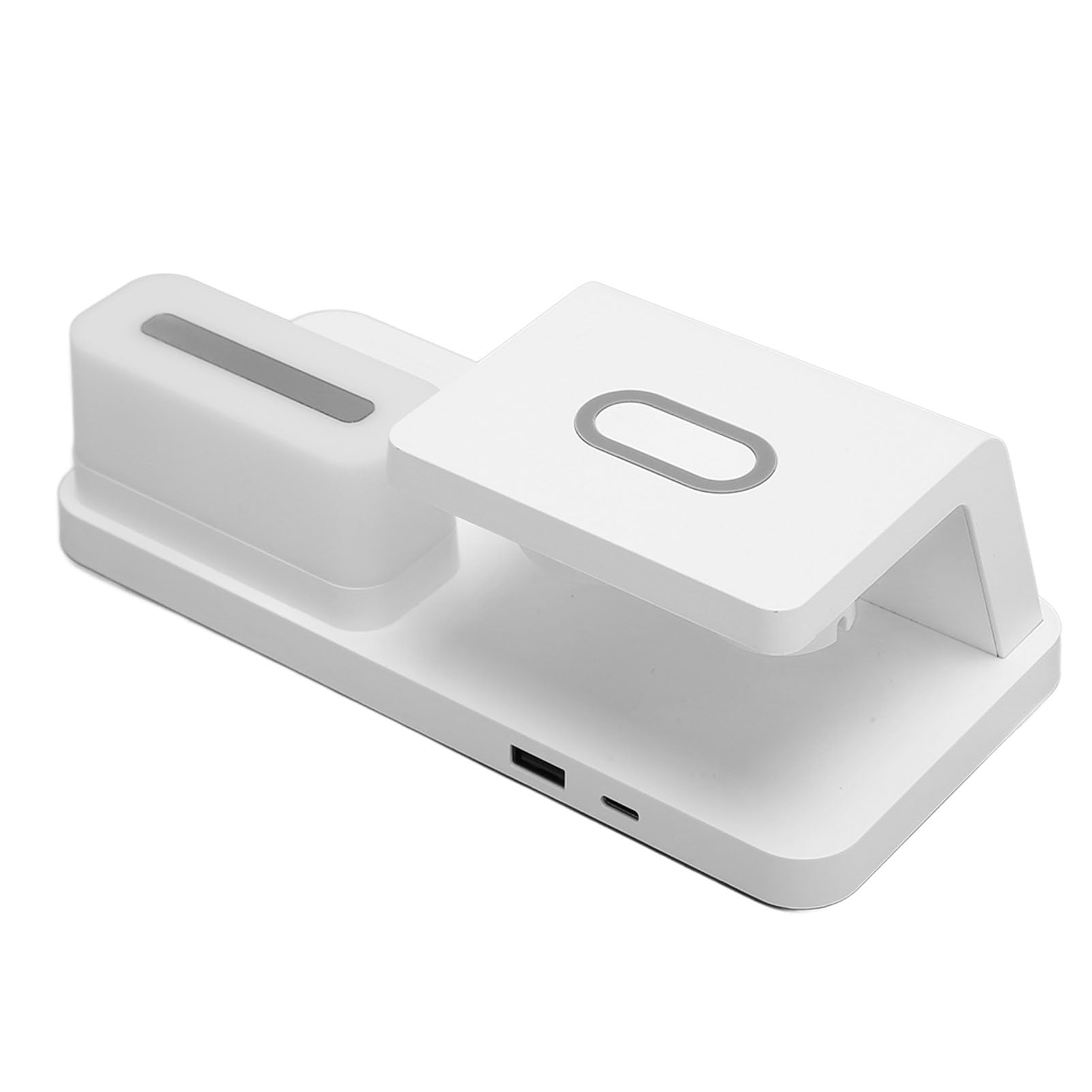 Sveglia Multifunzione Caricabatterie Wireless Ricarica Rapida da 15 W con Display a LED Calendario Luce Notturna per Telefono Smartwatch Auricolare (Bianca)
