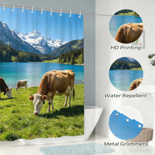 Rideau de douche 240x200 vache en tissu polyester imperméable - 7