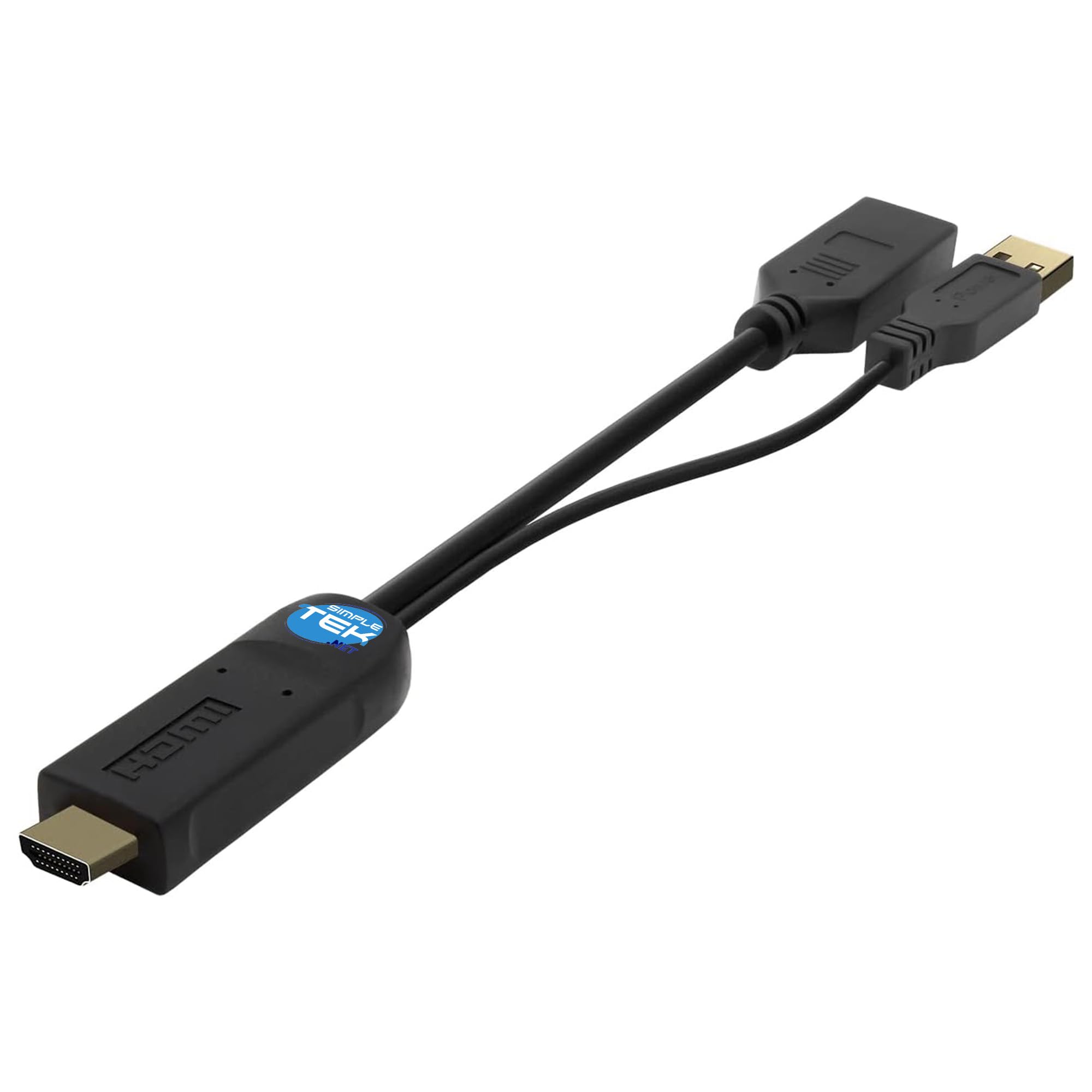 SIMPLETEK - Adaptateur actif HDMI mâle vers DisplayPort femelle avec alimentation USB-A - Prise en charge 4K@30Hz, audio 7.1, 10 cm