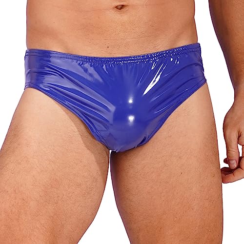 FEESHOW Men Shiny Faux Leather Briefs Lingerie Low Rise Bulge Pouch Panties Underwear