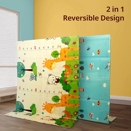 Image of LuvLap Cityscape Double Sided Water Proof Baby Floor Mat, Multicolor, Reversible Floor mats for Kids, Baby mats for Floor, Crawling Baby, Extra Large Size, 6'5 inch x 4'10 inch (195.5cmx147cm), 0.8cm Thick