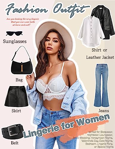 Image of Avidlove Lace Bralettes for Women Y2k Strap Bustier Cami Top V Neck Camisole Lingerie