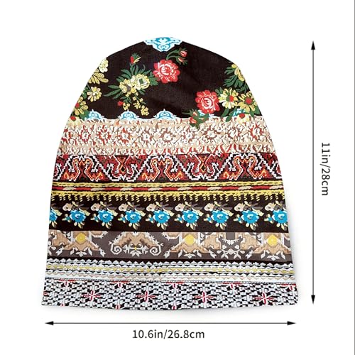 3 - Piece Set of Comfortable, Warm, Vintage Ethnic - Style Fashionable Elastic Large - Size Hat, Free size3