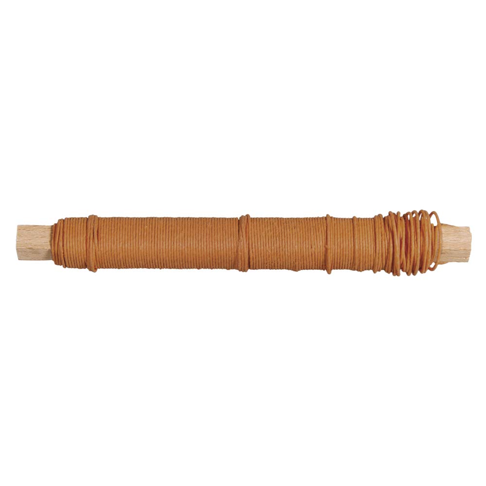 Rayher 24116208 Paper Covered Wire, 0.55mm ø, on a Wooden Reel 50g, 20m, Mandarine