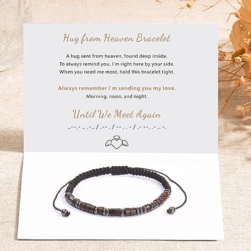 Coolvy Hug from Heaven Bracelet, Morse Code Bracelets for Women Men, Sympathy Gifts Loss of Loved One Until We Meet Again Memorial Bangle Remembrance Jewelry4