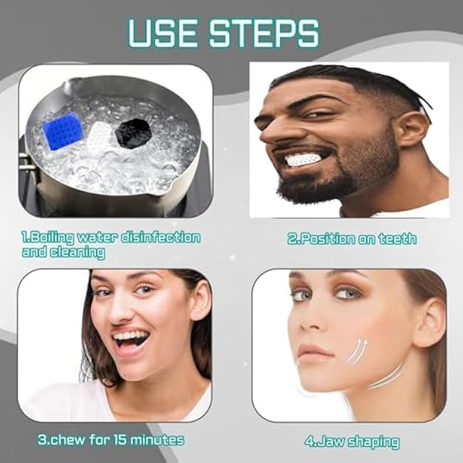 Jaw Exerciser for Men Women-6 pcs Powerful Jaw Trainer Silicone Face Chew Jawline Shaper & Strengthener,Jaw Toner Tablets,Jaw Line Chewing Gum,Double Chin Eliminator,Neck Trainers Beauty Tools