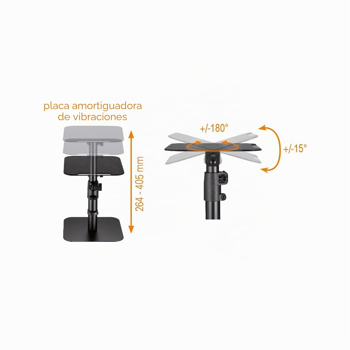 mywall HS31L - Soporte Universal de Mesa para Altavoces (inclinable +/-15°, con una Carga de hasta 15 kg, 2 Soportes), Color Negro