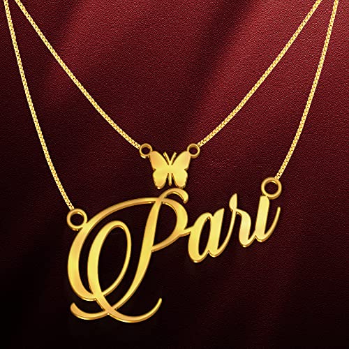 Image of Pari Cursive Gold & Silver Name Pendant Necklace, Best Jewelry Gift for Girls.
