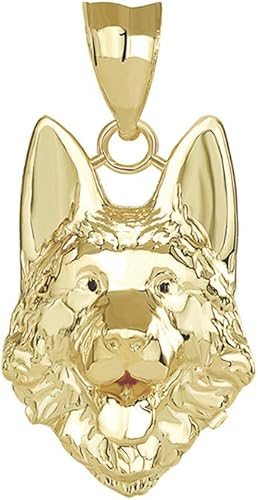 Claddagh Gold Deslumbrante colgante de cabeza de perro de pastor alemán