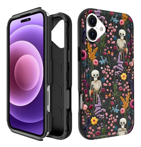 Coque iPhone 17 squelette antichoc coque de protection robuste design crâne unique pour fille