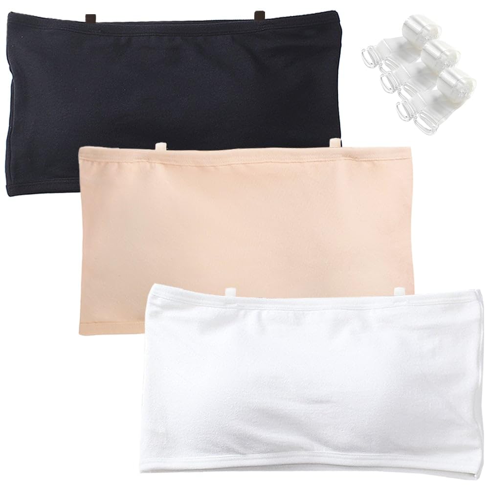 Bysion Reggiseno Senza Spalline per Ragazze Sportivo Intimo Senza Cuciture con Fisso Torace Pastiglie e Spalline Invisibili Bandeau Top Brassiere con Cotone per 10-18 Anni