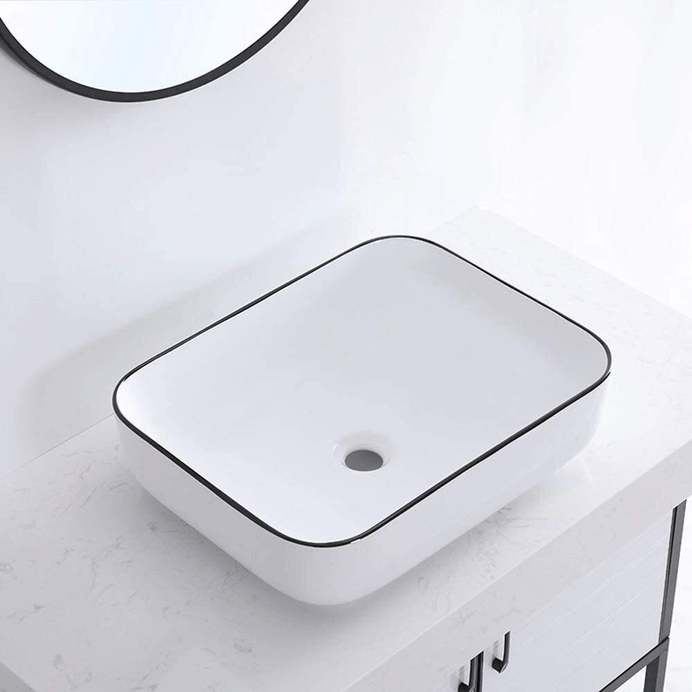 Szafka Pod Umywalkę Z Umywalką, Umywalka Nablatowa, Nowoczesna Porcelanowa Umywalka Nablatowa, Prostokątna Ceramiczna Umywalka Nablatowa, 19,8 X 15,1 Cala