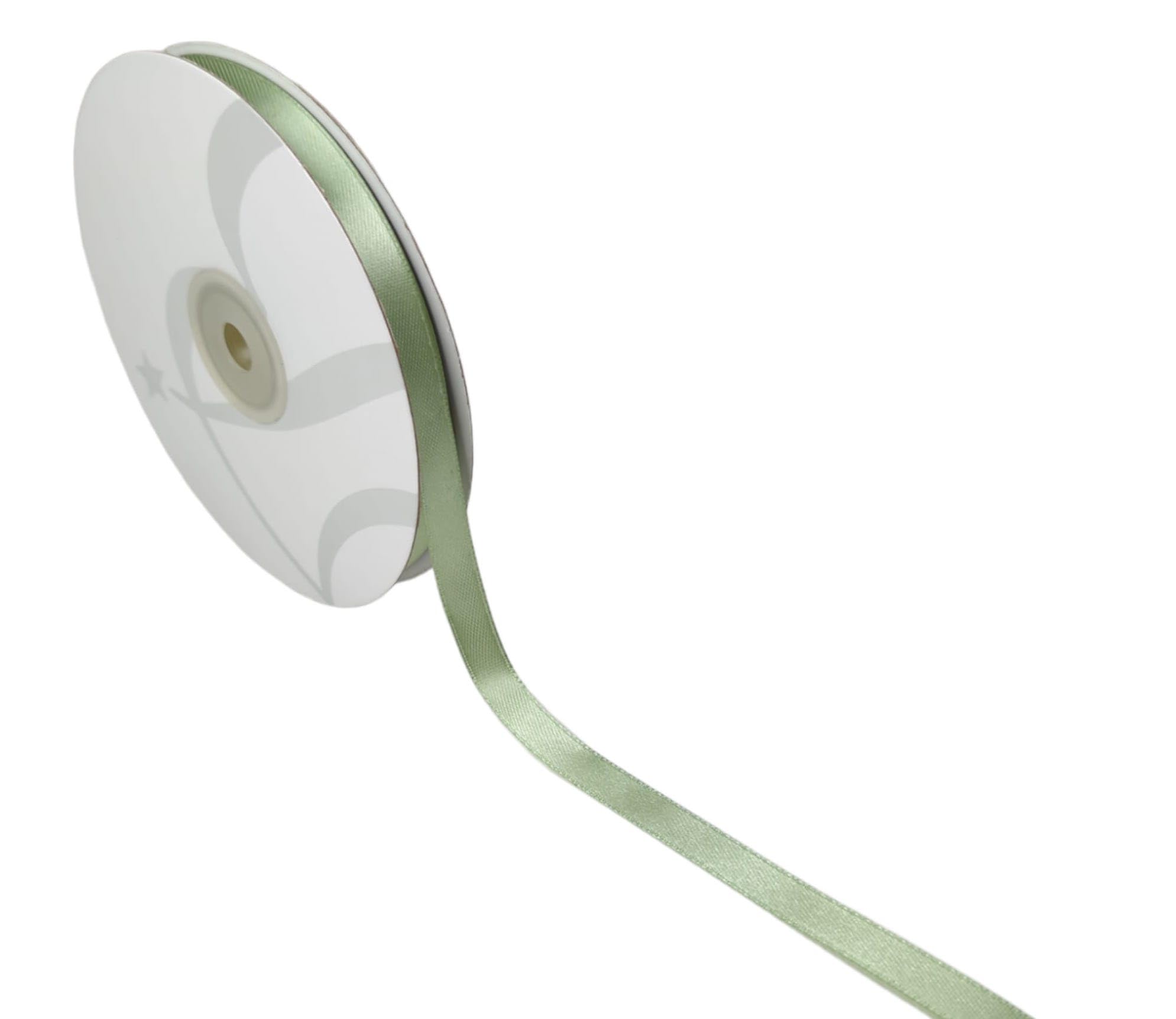 Nastro Doppio Raso 10mm X 50 Metri per Artigianato, Natale, Decorazioni, Adatto Per confezionare Regali, Feste di Compleanno, Matrimoni, Bomboniere (Verde Salvia)