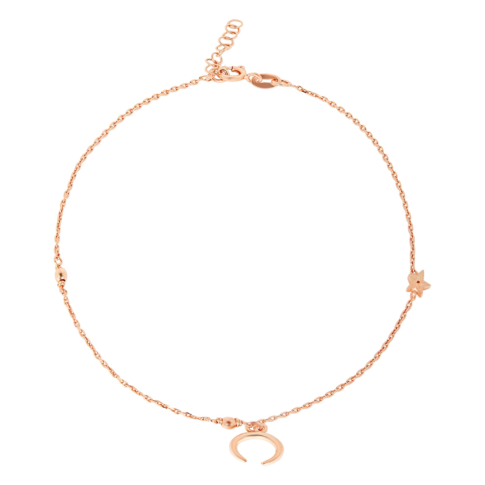 zavya 925 Sterling Silver Moon and Star Rose Gold Plating Anklet (Single) | Gift for Women & Girls | With Certificate of Authenticity & 925 Hallmark-picture-20