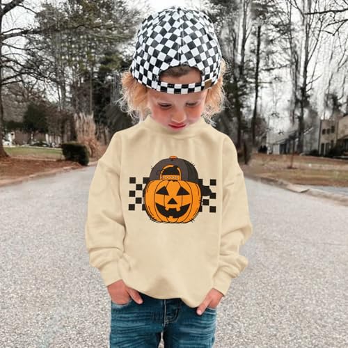 KEKEMI Halloween Sweatshirt for Toddler Boys Pumpkin Dude Sweatshirts Spooky Season Outfit Retro Long Sleeve Shirt Fall Tops4